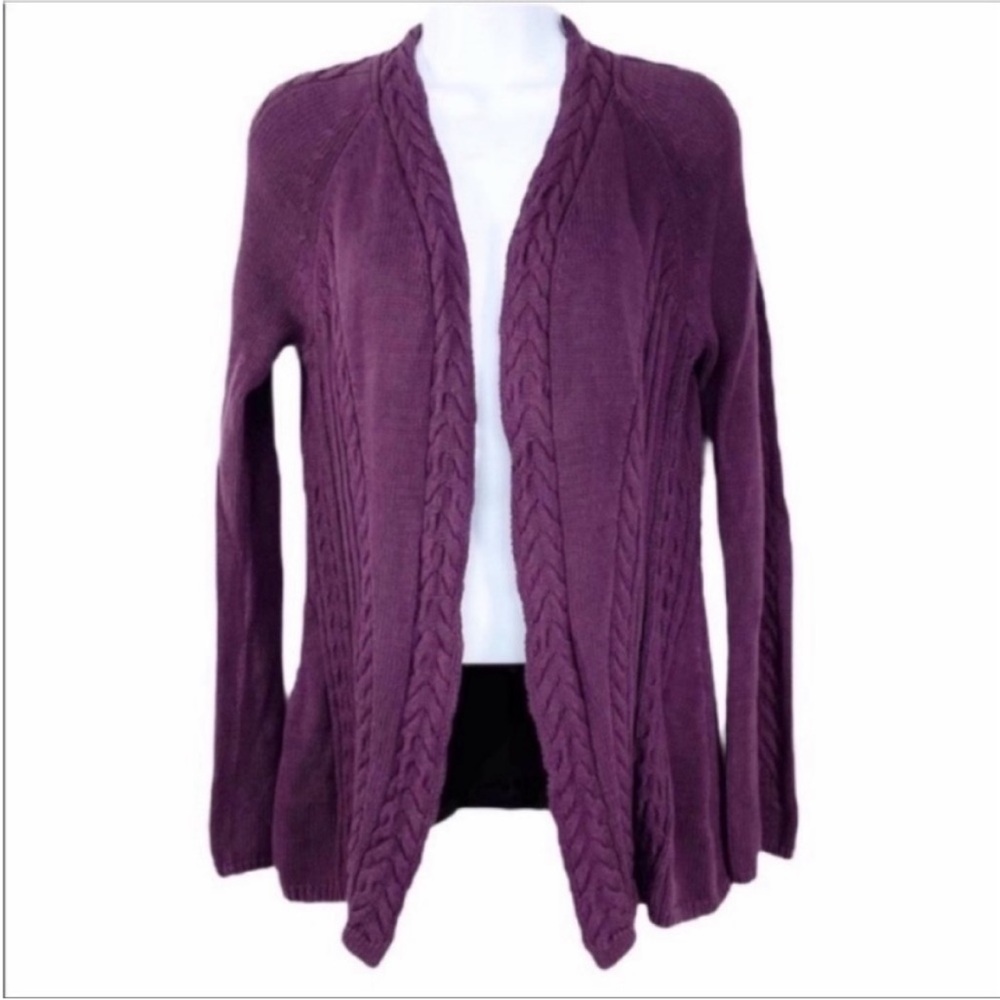 SPARROW cable knit cardigan sweater M purple
